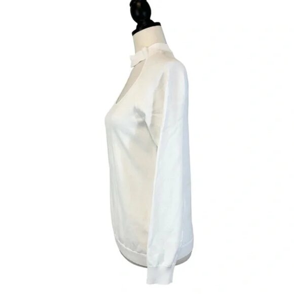 FRAME Cutout Sweater in Off White Long Sleeve Fitted, Size L - Picture 4 of 13